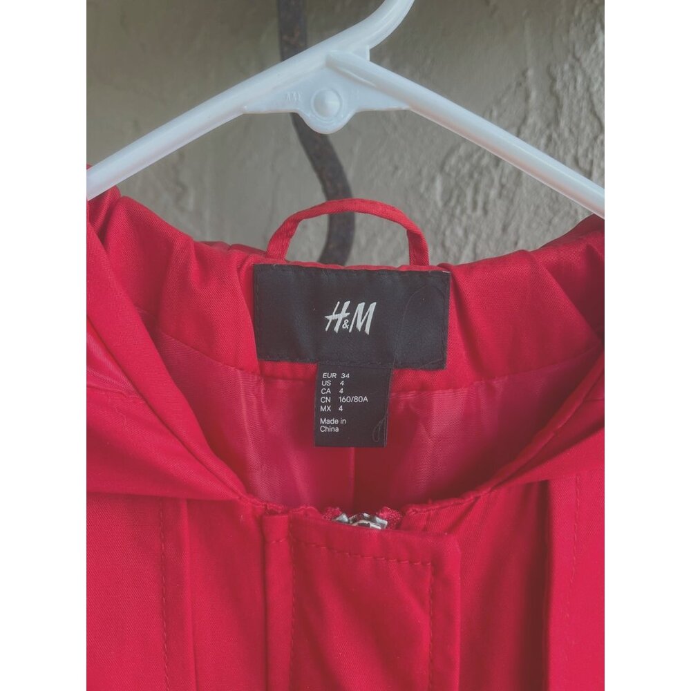 H & M Red Zip Up Jacket Hood Size 4 93727 - Picture 4 of 6